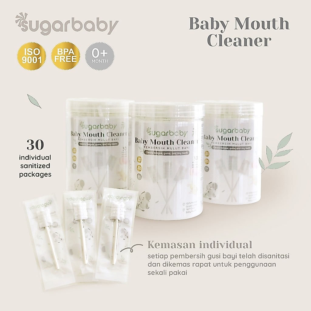 Sugarbaby Baby Mouth Cleaner Pembersih Mulut Lidah Gusi Bayi 30 Pcs Kasa Steril Medis Foto 3