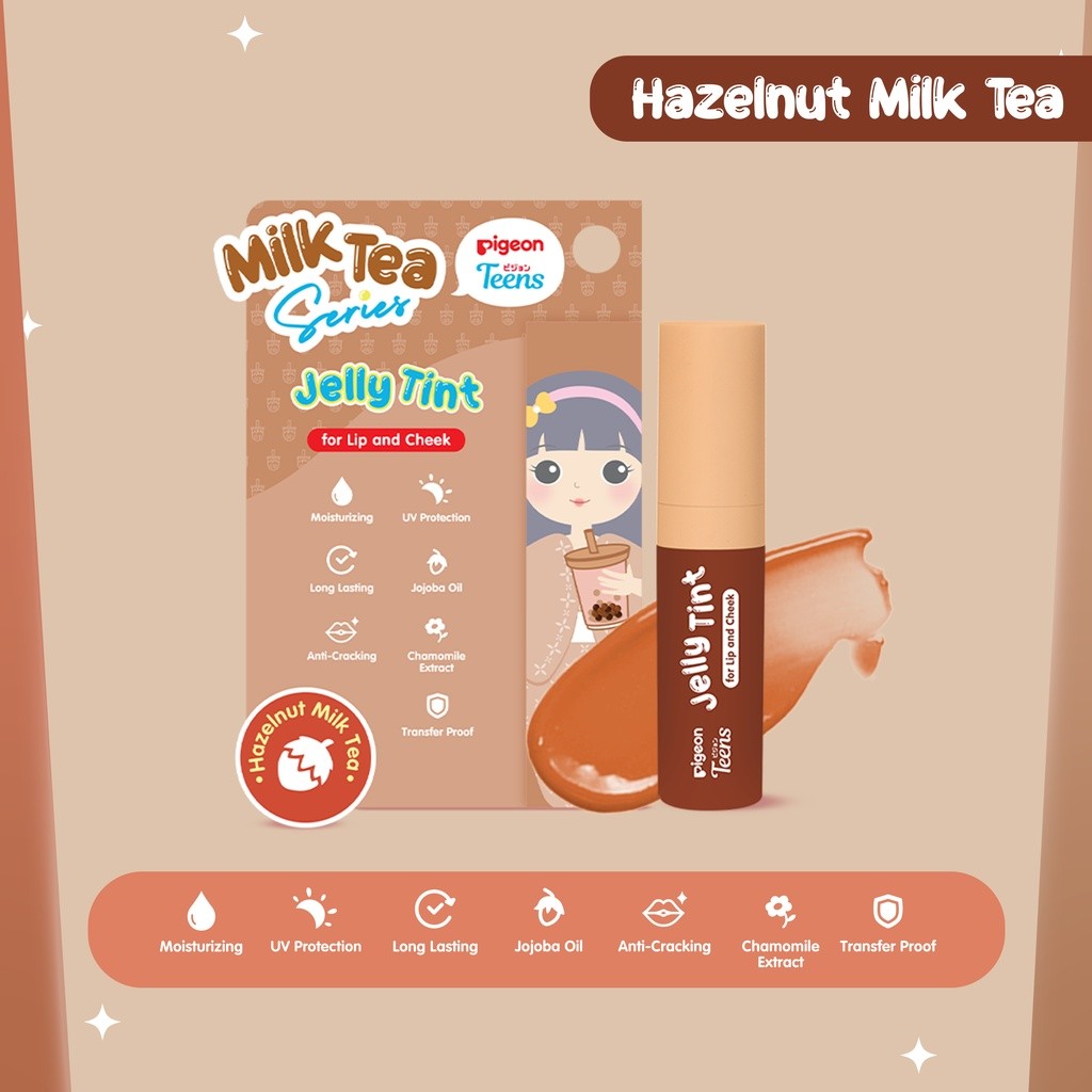 PIGEON TEENS Jelly Tint Milk Tea Series Lip Tint Transferproof Longlasting dengan UV Protection Foto 7