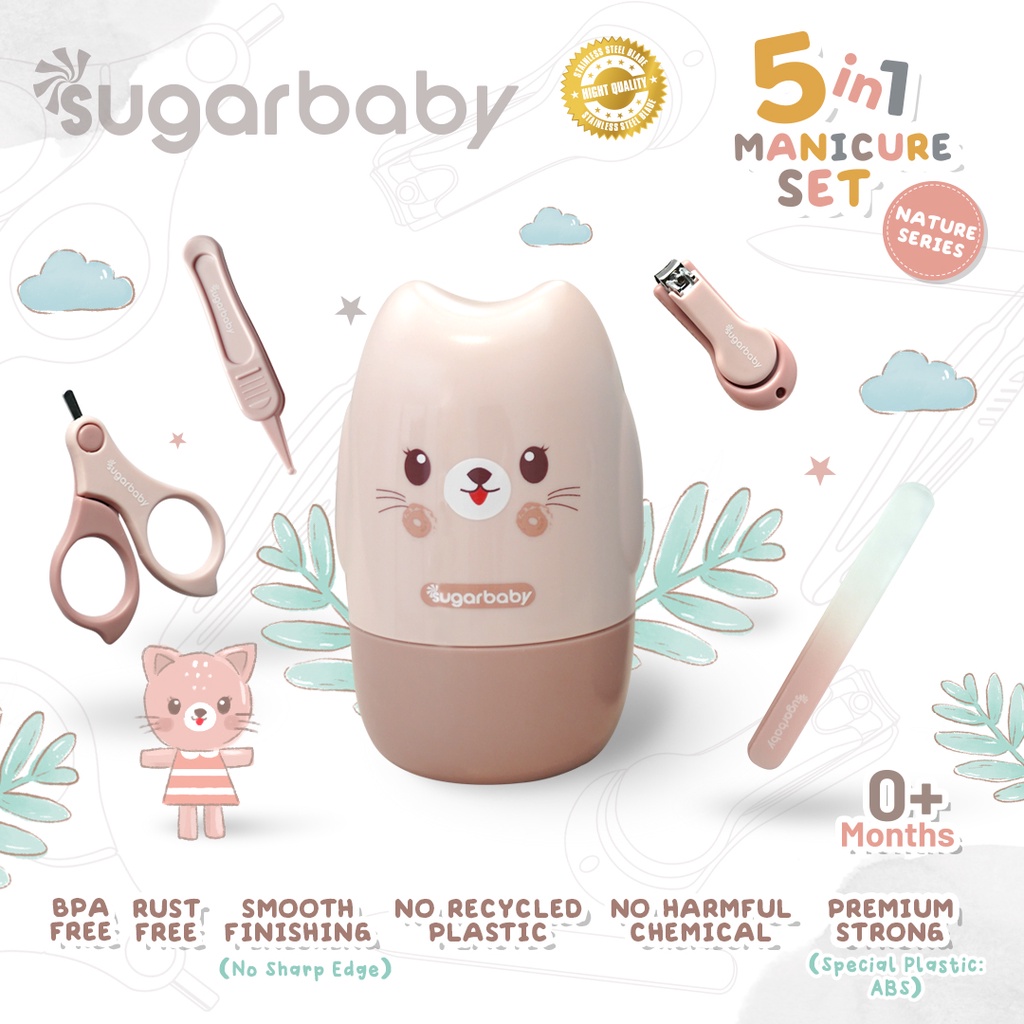 SUGAR BABY Manicure Set Nature Series 5in1 Alat Perawatan Kuku Bayi Stainless Steel Foto 4