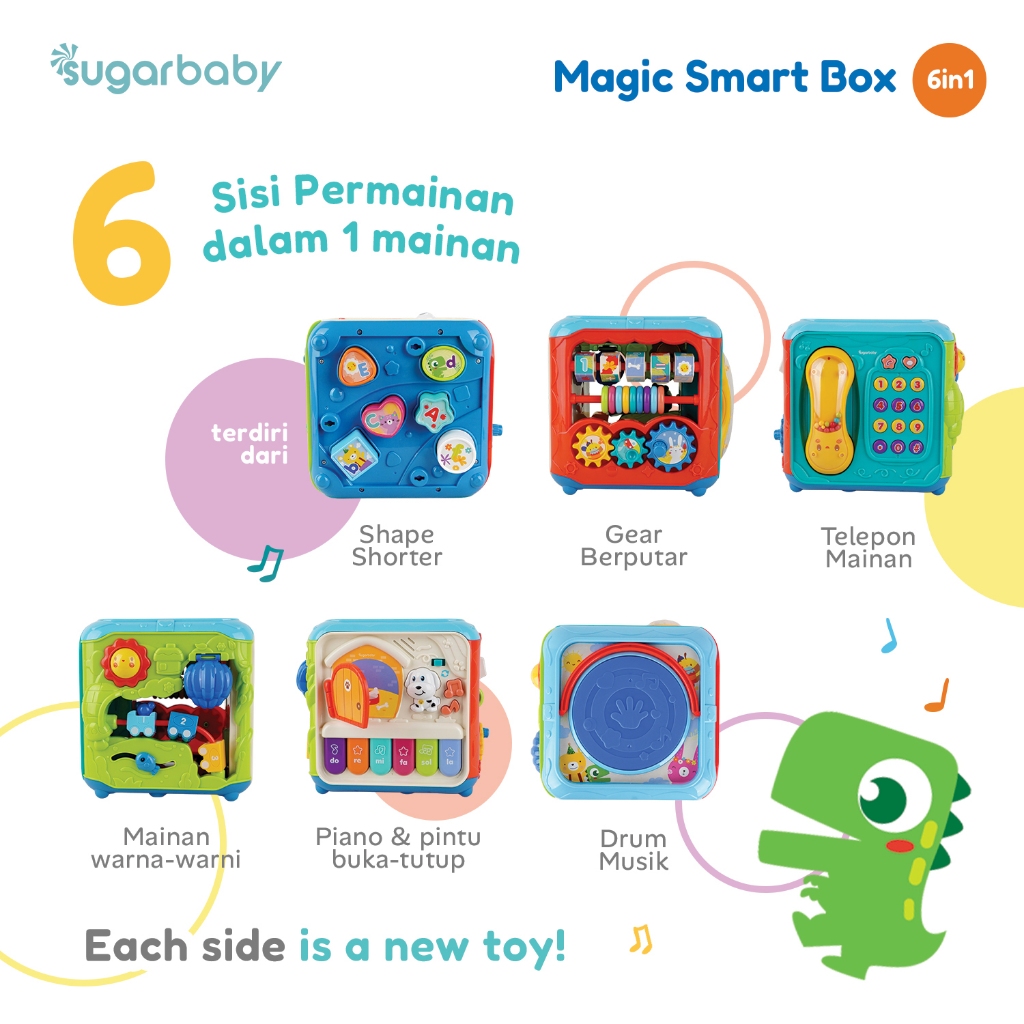 Mainan Edukasi Sugarbaby Magic Smart Box 6in1 Montessori Busy Box Sensorik & Motorik Bayi Foto 2
