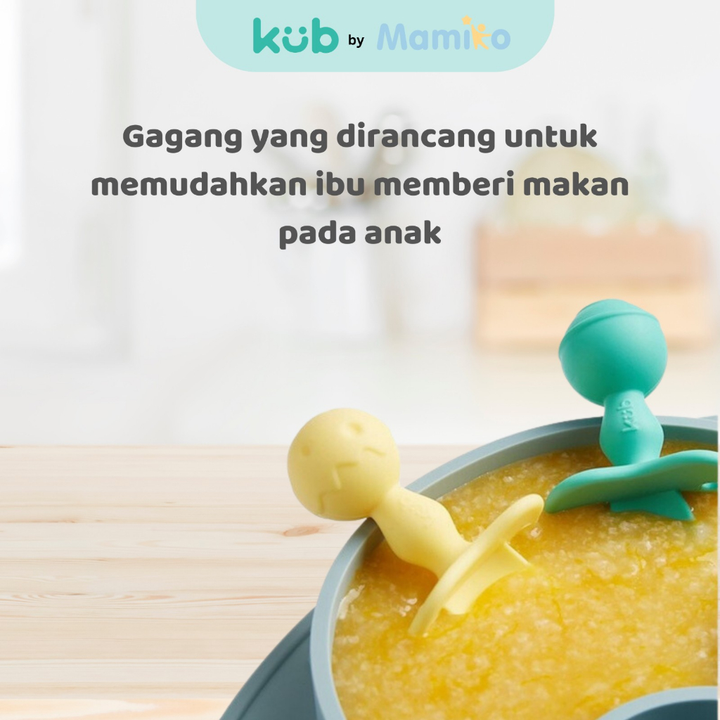 KUB x CL Pure Silicone Spork Set Sendok Garpu Bayi MPASI Warna Pink Foto 3