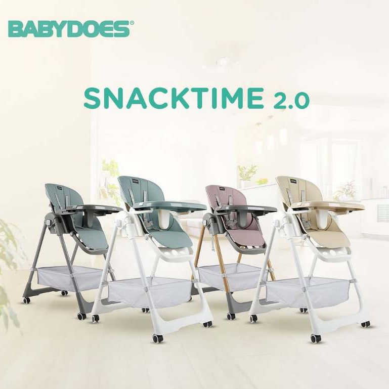 High Chair Babydoes Snacktime 2.0 Kursi Makan Bayi Sandaran Bisa Diatur 8 Tinggi Roda Foto 3