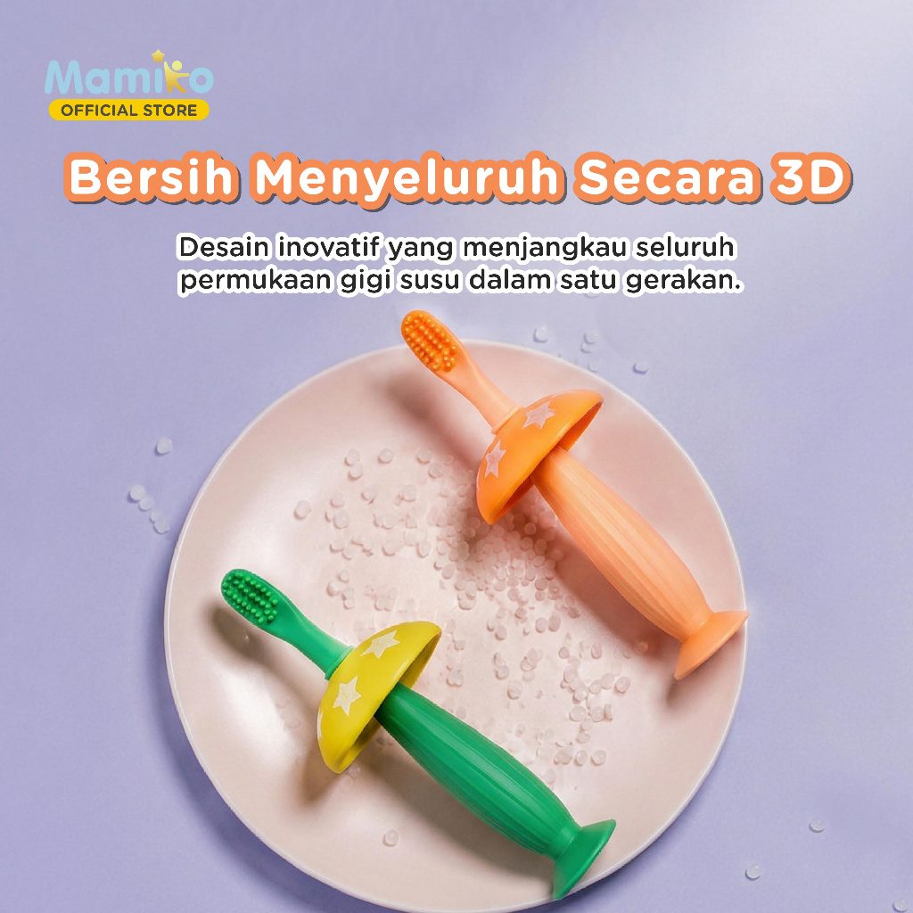 Mamiko Sikat Gigi Training Anak 1-3 Tahun Silikon Lembut & Fleksibel Foto 5