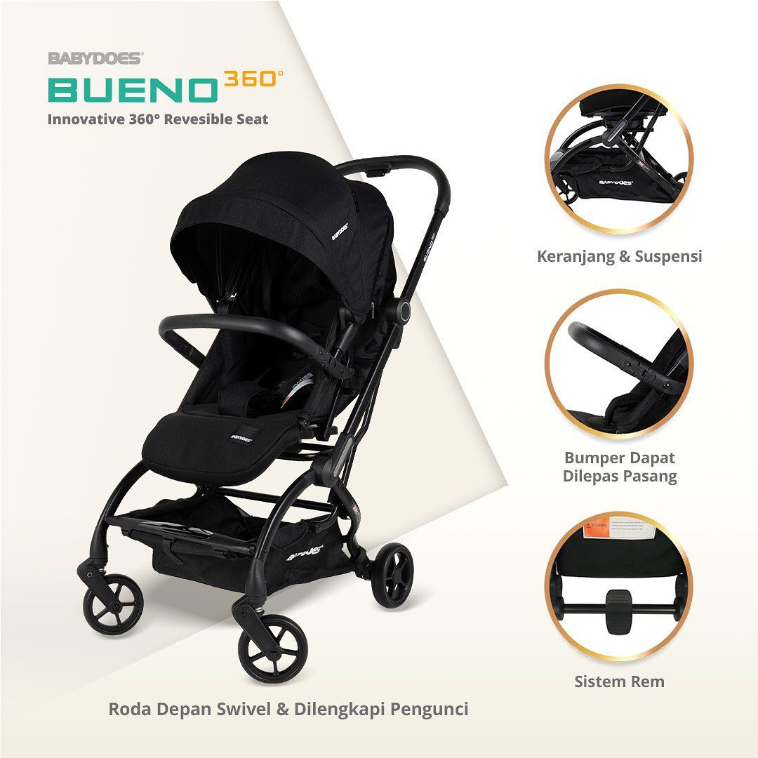 Babydoes Bueno 360 Stroller Reversible Kursi Putar Newborn to 20kg Compact Foto 4