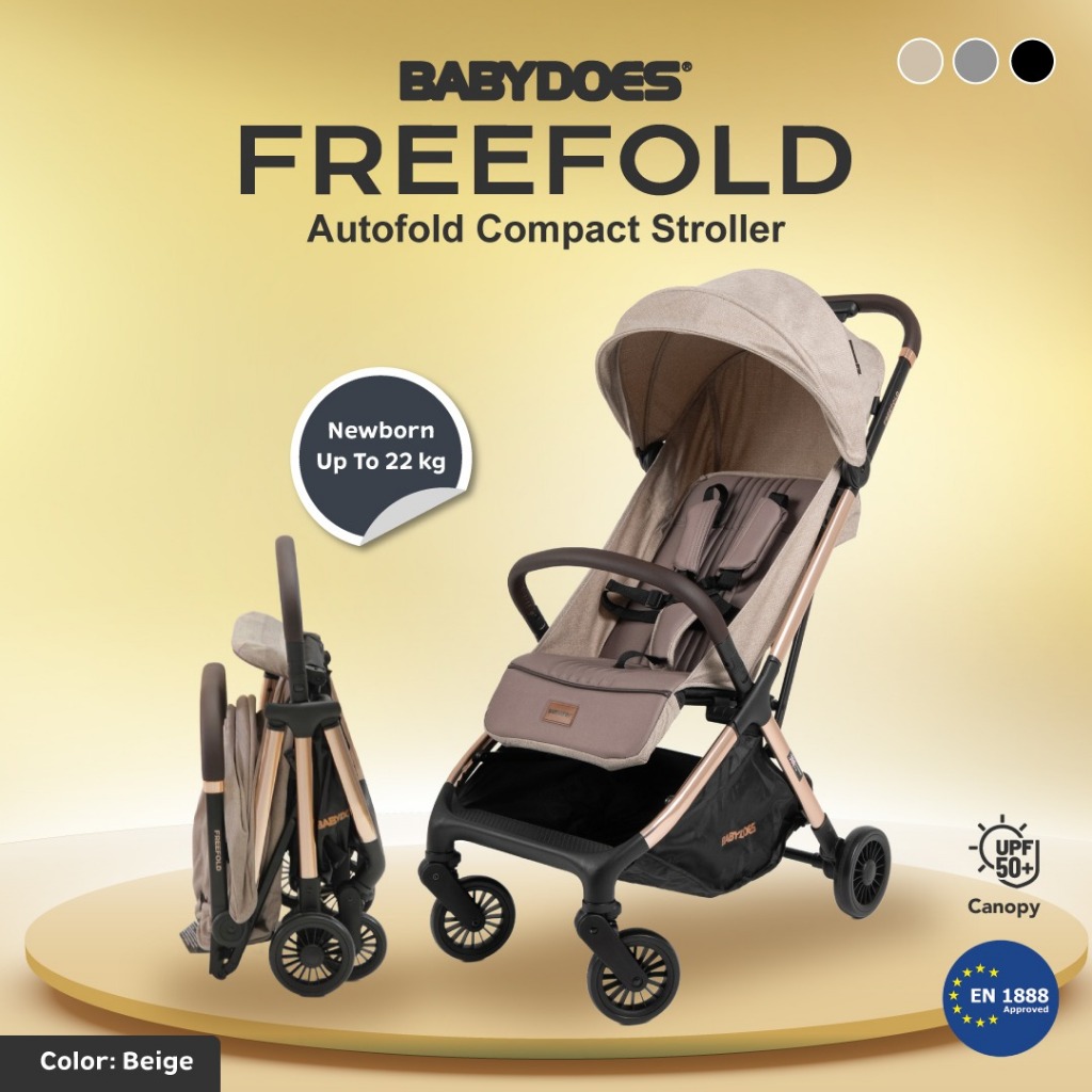 Babydoes Freefold Stroller Auto-Fold Portable Kompak untuk Bayi Baru Lahir sampai 22kg Foto 7