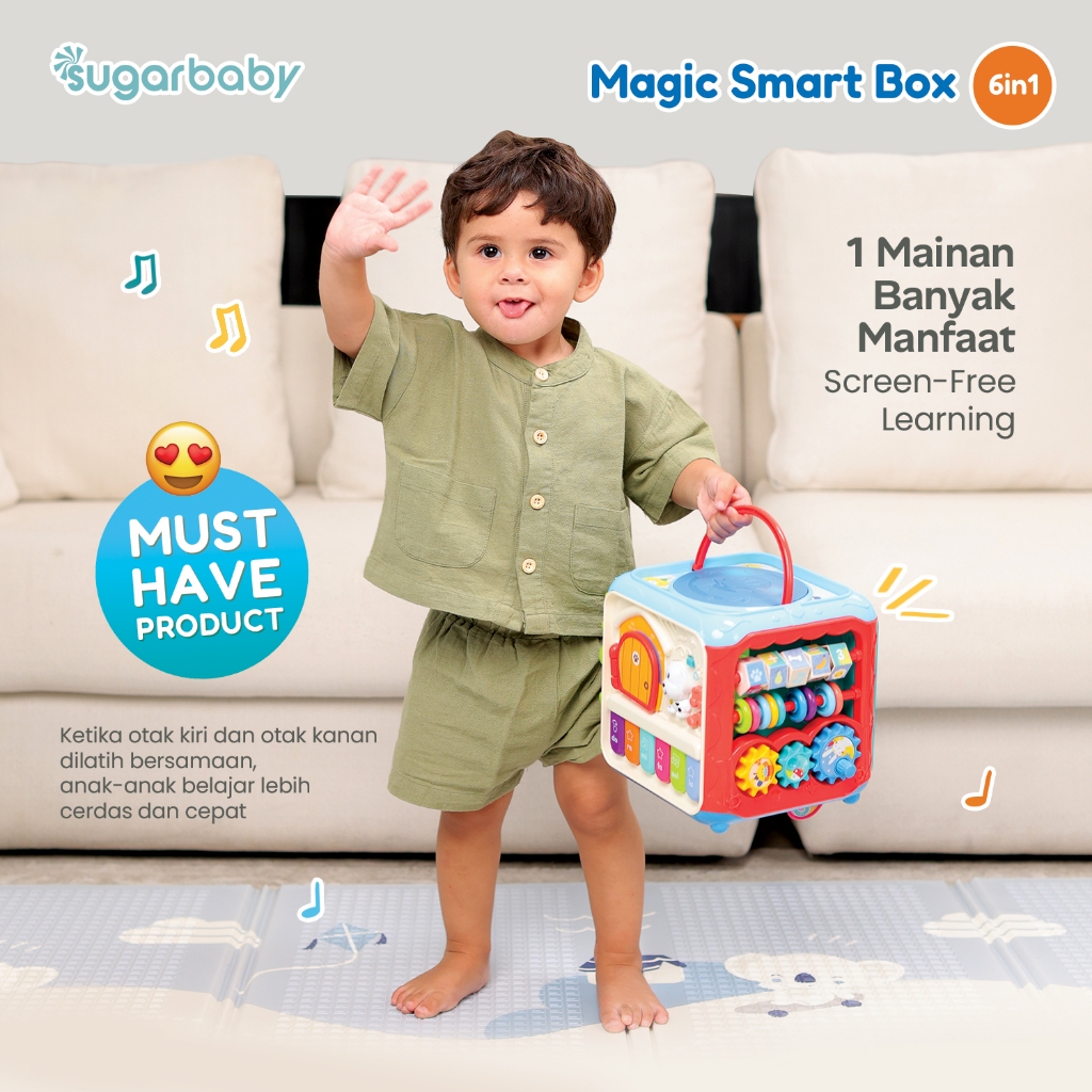 Mainan Edukasi Sugarbaby Magic Smart Box 6in1 Montessori Busy Box Sensorik & Motorik Bayi Foto 4