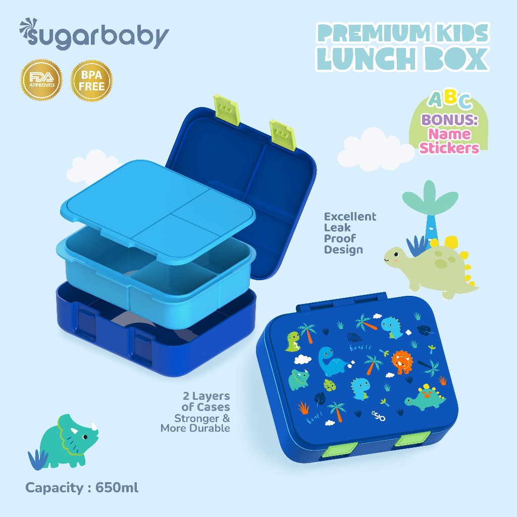 Kotak Bekal Anak Sugarbaby Premium Kids Lunch Box 650ml BPA Free Anti Bocor Foto 5