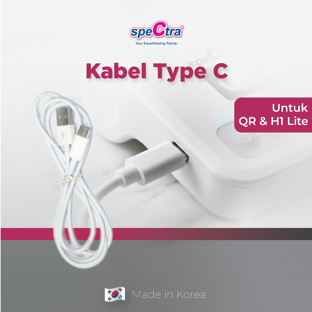 Kabel USB Type-C Charger Original untuk Pompa ASI Spectra Tipe QR dan H1 Lite