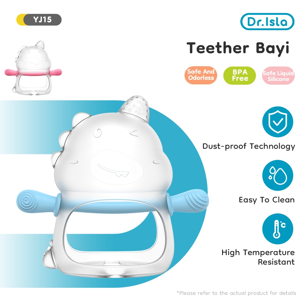 Dr.isla Teether Bayi YJ15 Silikon Food Grade BPA Free dengan Wadah Penyimpanan