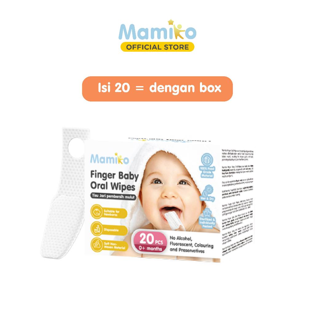 Mamiko Finger Baby Oral Wipes 20 Pcs Kain Pembersih Lidah Gigi Gusi Bayi Foto 5