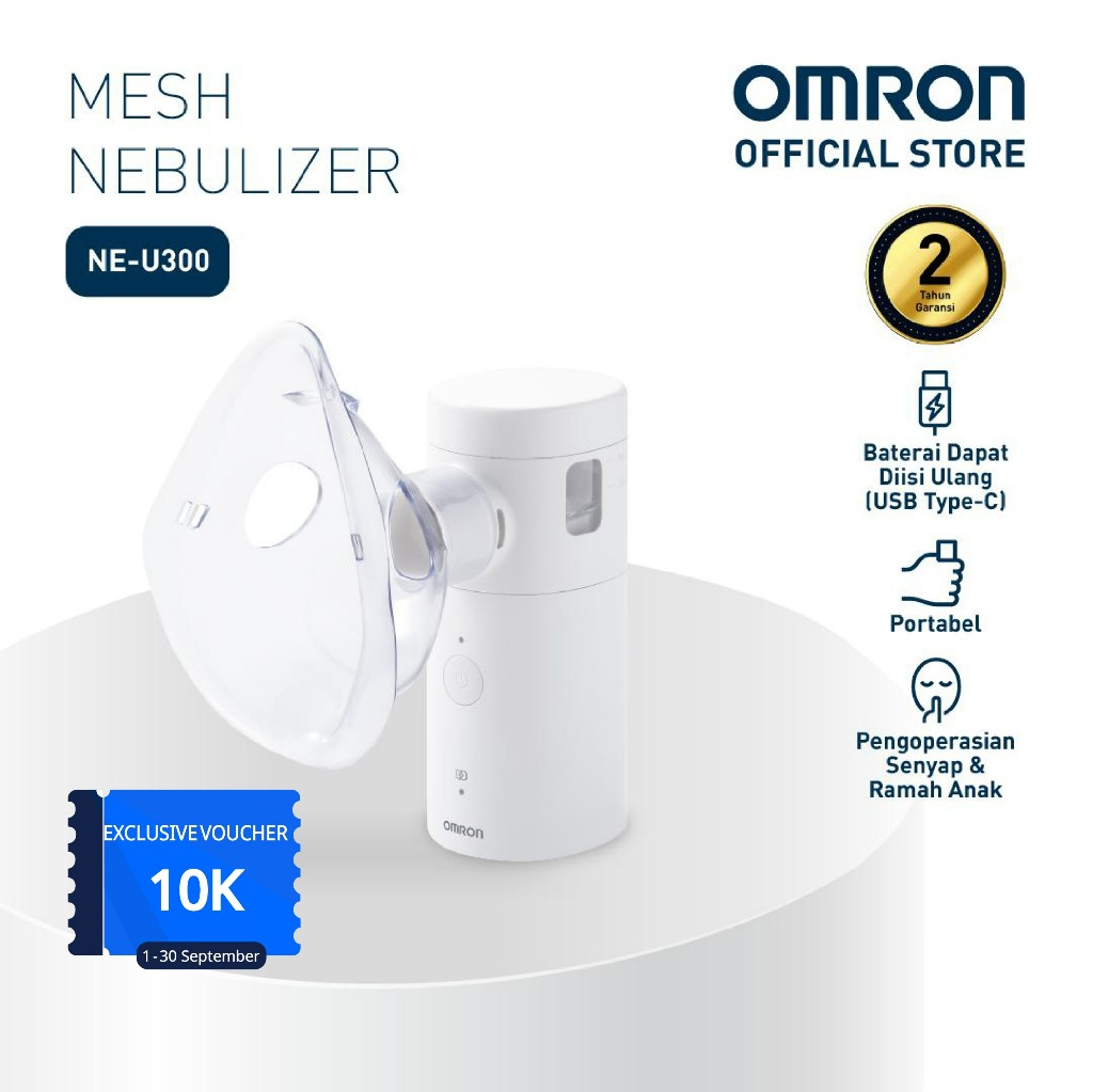 Nebulizer Omron NE-U300 Mesh Ultrasonic Portable USB Type-C Silent