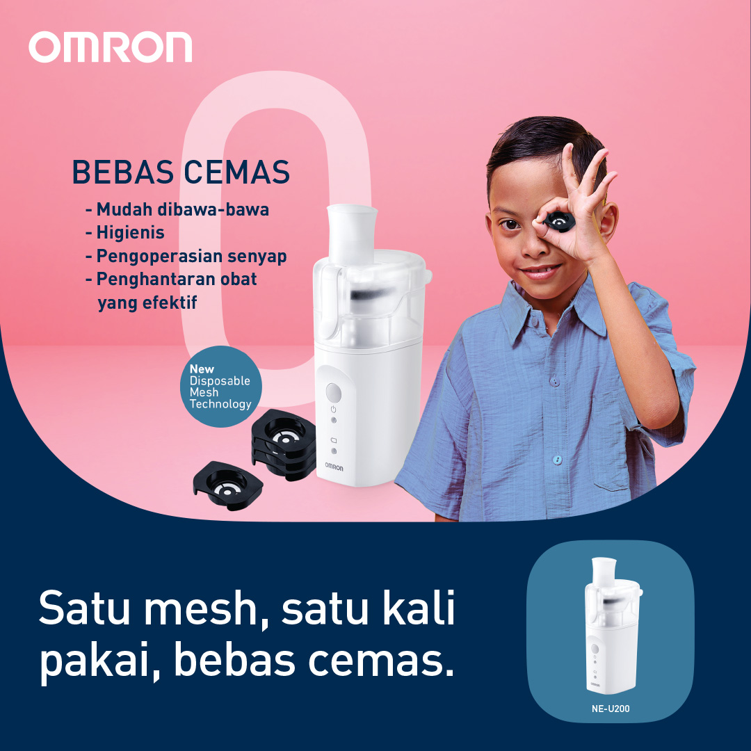 Nebulizer Ultrasonic Mesh Omron NE-U200 Portable Posisi 360° Hampir Tanpa Suara Foto 5
