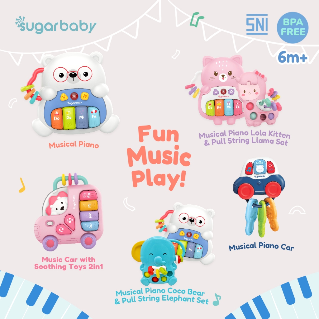 Mainan Edukasi Bayi Sugarbaby Music Car with Soothing Toys 2in1 Teether & Musik