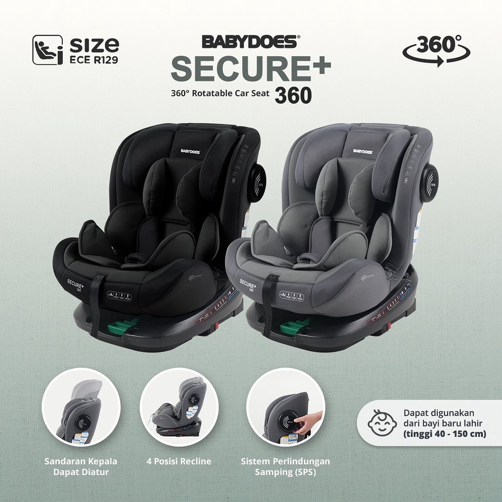 Car Seat Bayi Babydoes Secure+ 360 Isofix Tether Sistem Perlindungan Samping Foto 2
