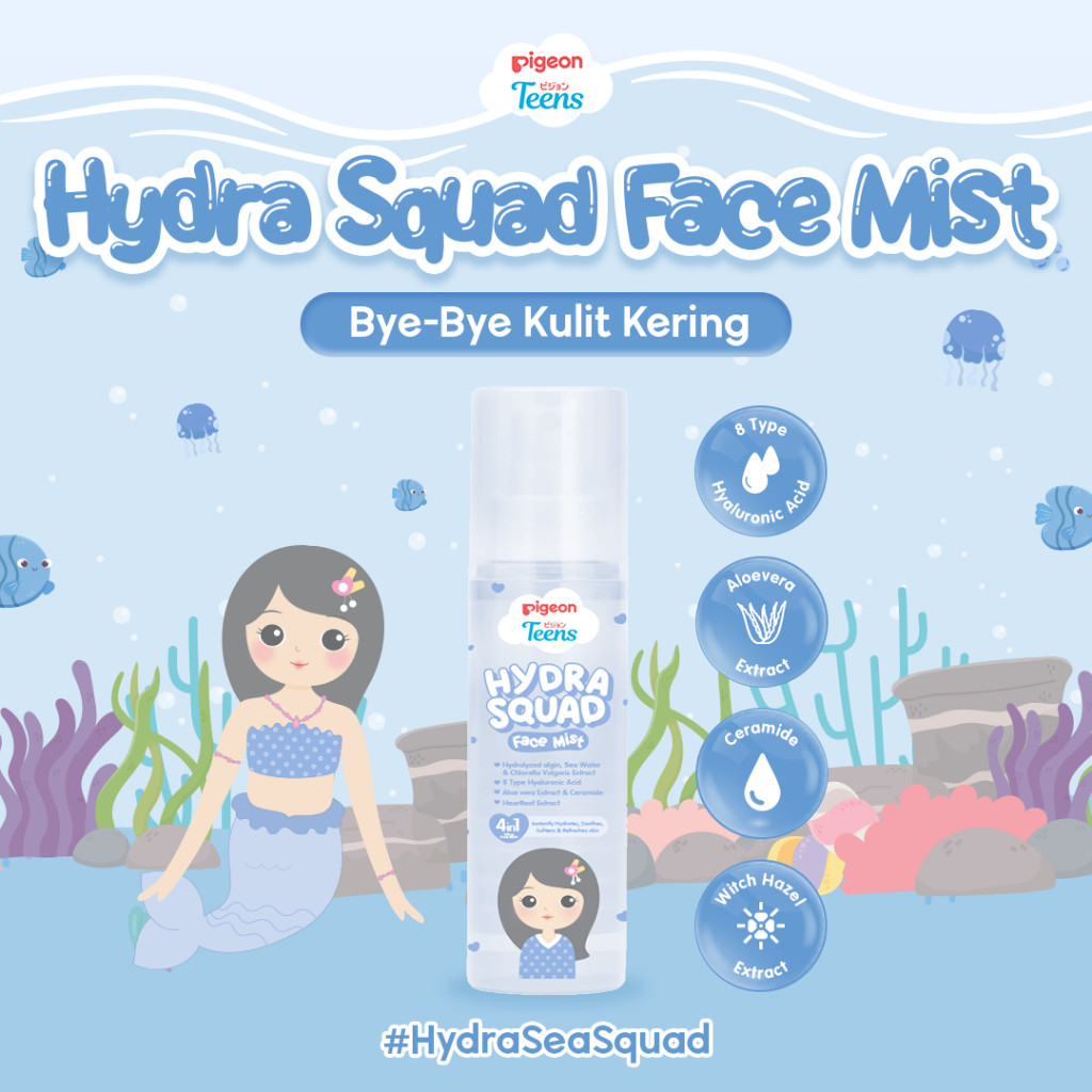 Pigeon Teens Hydra Squad Face Mist 50ml Skincare Remaja Ekstra Melembapkan Hyaluronic Acid