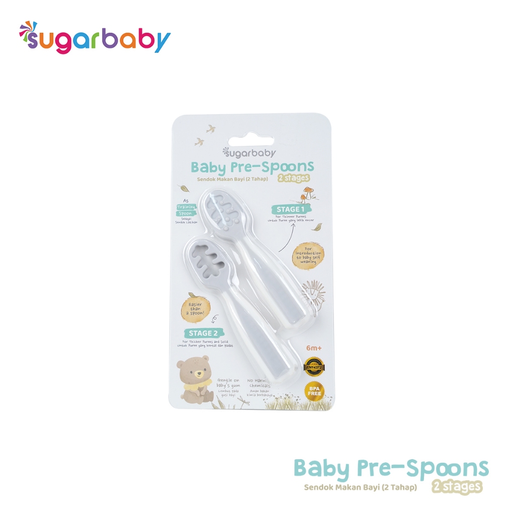 Sendok Belajar Bayi Sugar Baby Pre Spoon 2 Stages BPA Free Training Spoon MPASI Foto 7