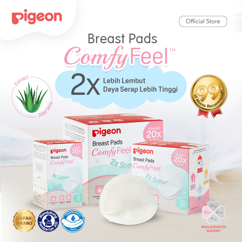 Pigeon Breast Pads Comfyfeel Penyerap ASI Sekali Pakai dengan Aloe Vera Isi 30pcs