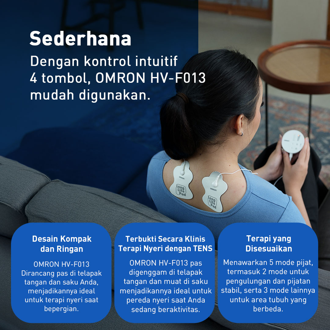 Omron Alat Pijat Elektronik TENS HV-F013 Pulse Massager Portabel 3 Mode Area Tubuh Foto 8
