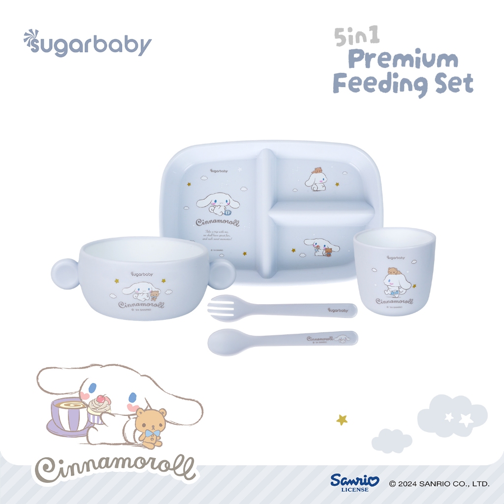 Sugarbaby 5in1 Premium Feeding Set Sanrio Collection Peralatan Makan Bayi Food Grade Foto 6