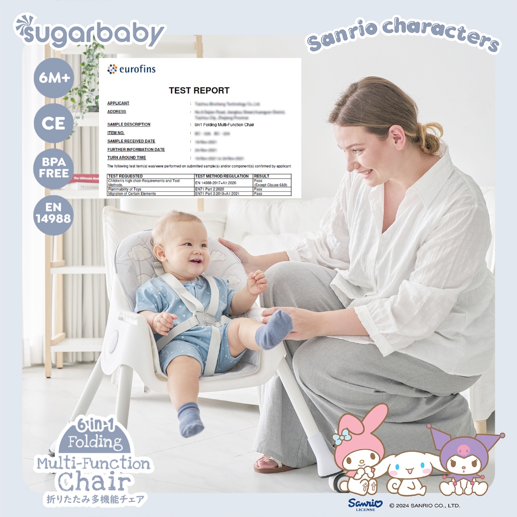 Kursi Makan Bayi Sugar Baby 6-in-1 Folding Multi-Function Chair Sanrio Collection Foto 5