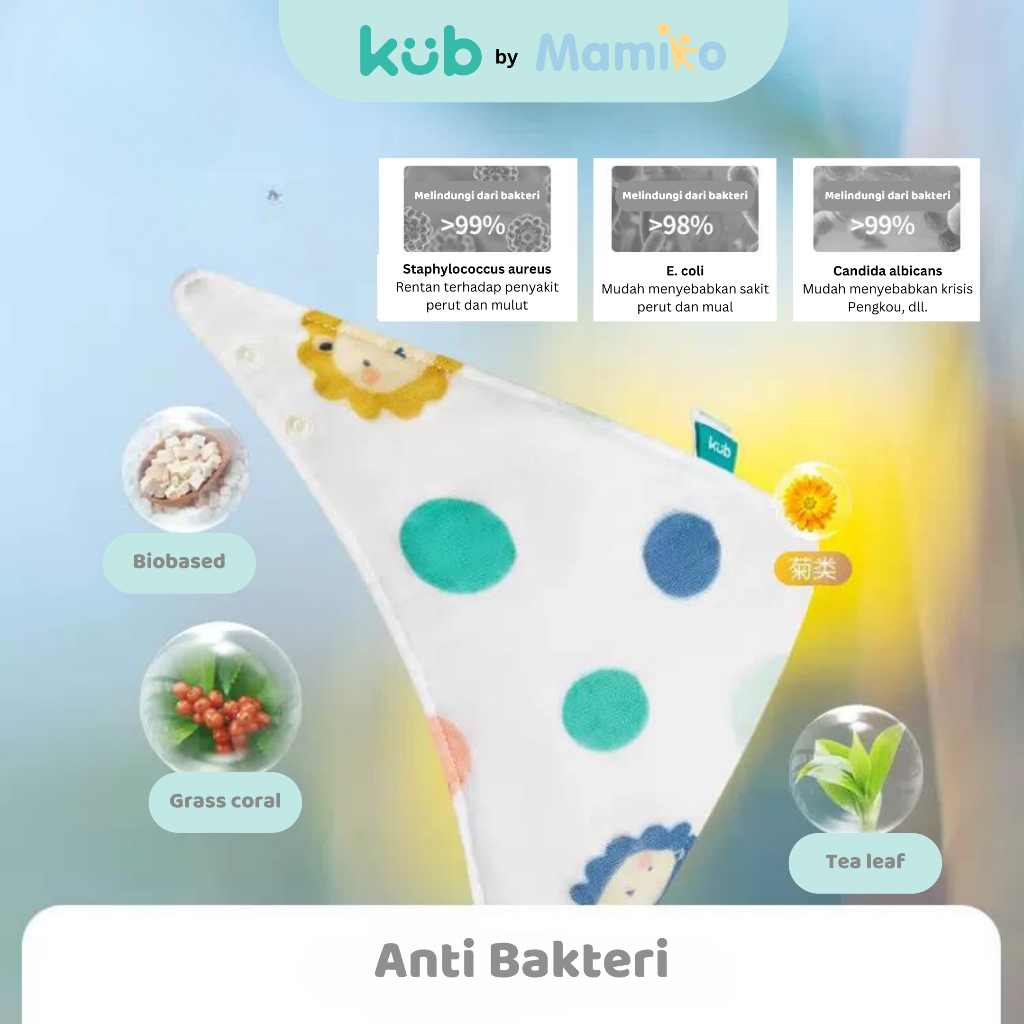 Celemek Bayi KUB Infant Sleep Products Bib Anti Bakterial Grass Coral Tea Leaf Foto 4