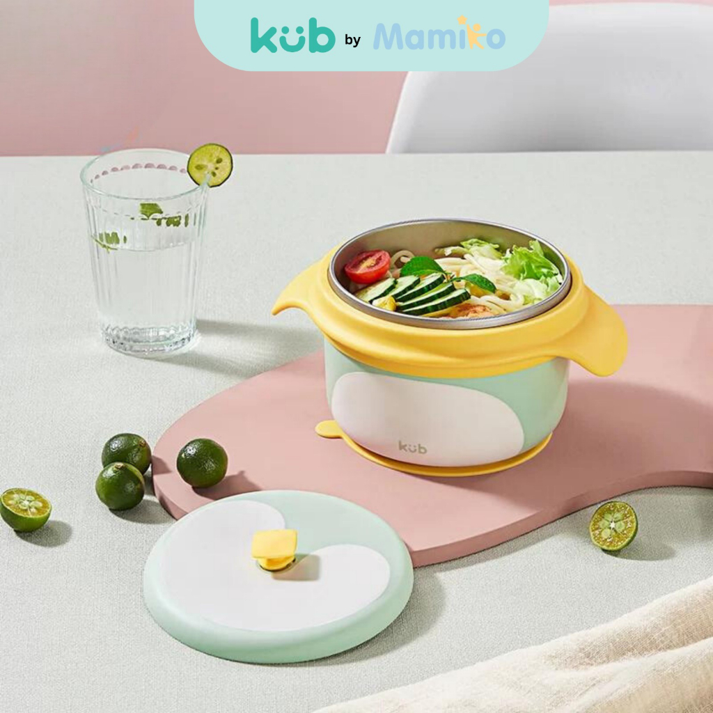 Mangkok Stainless Steel Anak KUB Penguin Insulated Bowl 350ml Food Grade 316 Tahan Panas Foto 7
