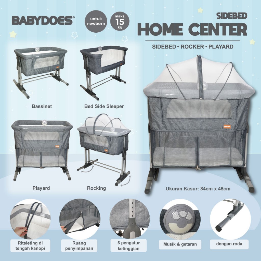 Babydoes Home Center Baby Box Crib Multifungsi Bassinet Bedside Sleeper Playard Foto 6