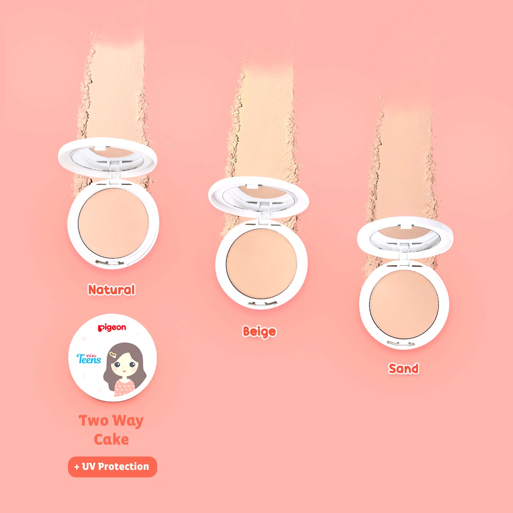 PIGEON TEENS Two Way Cake Compact Powder 14Gr Warna Sand Bedak Foundation Foto 4