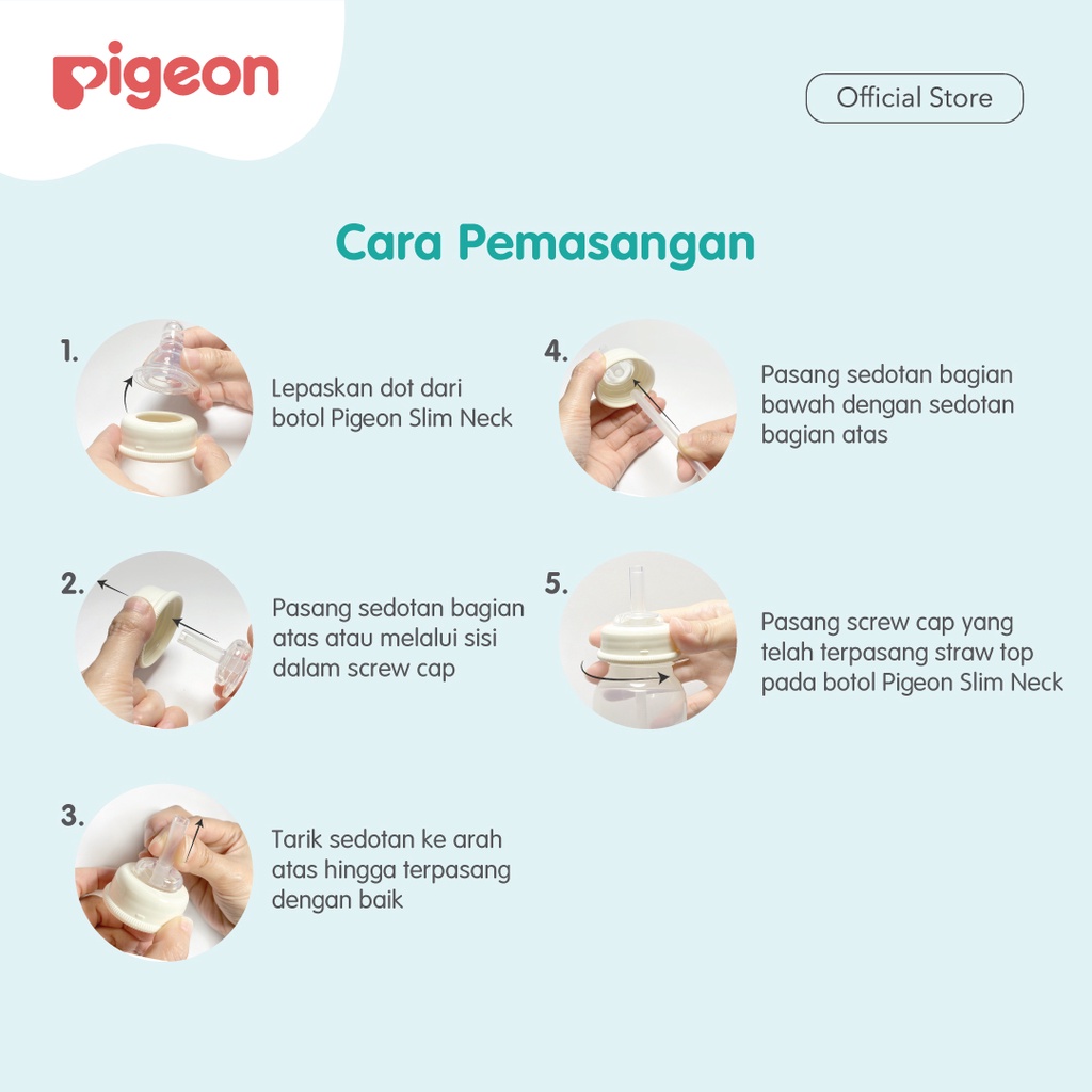 Pigeon Silicon Straw Top Sedotan Botol Bayi untuk Botol Slim Neck 240ml / 250ml Foto 5