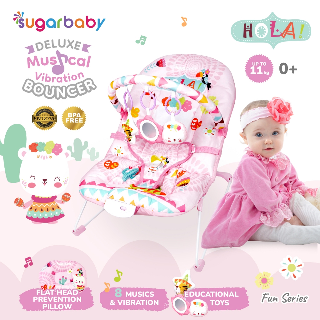 Sugar Baby Deluxe Musical Vibration Bouncer Kursi Ayunan Bayi dengan Musik & Getar Foto 8