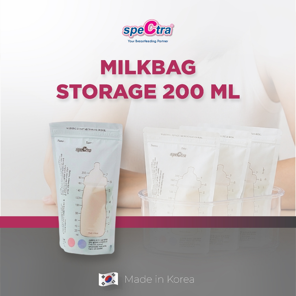 Kantong ASI Spectra Milk Bag Storage 200ml 30pcs dengan Zipper dan Indikator Panas