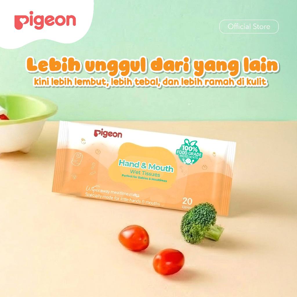 Pigeon Hand & Mouth Wet Tisu Basah Bayi Food Grade Formula 60 Lembar Foto 5