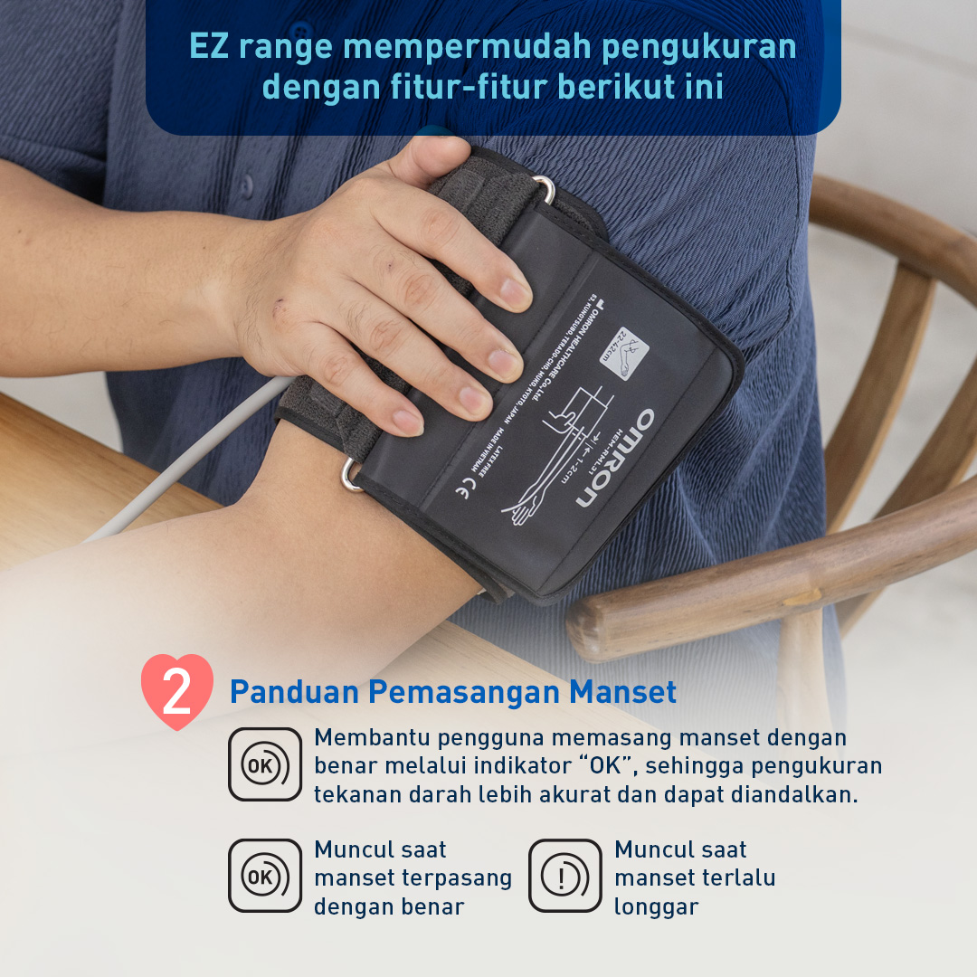 Tensimeter Digital Omron EZ Bluetooth HEM-7183T1-L Large Cuff 22-42 cm Garansi 5 Tahun Foto 8