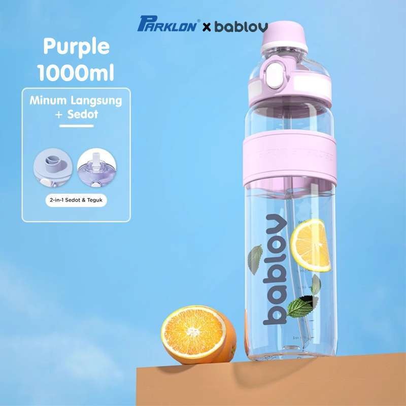 Botol Minum Bablov 2-in-1 Tritan Sedotan & Teguk 1000ml Anti Bocor Foto 7