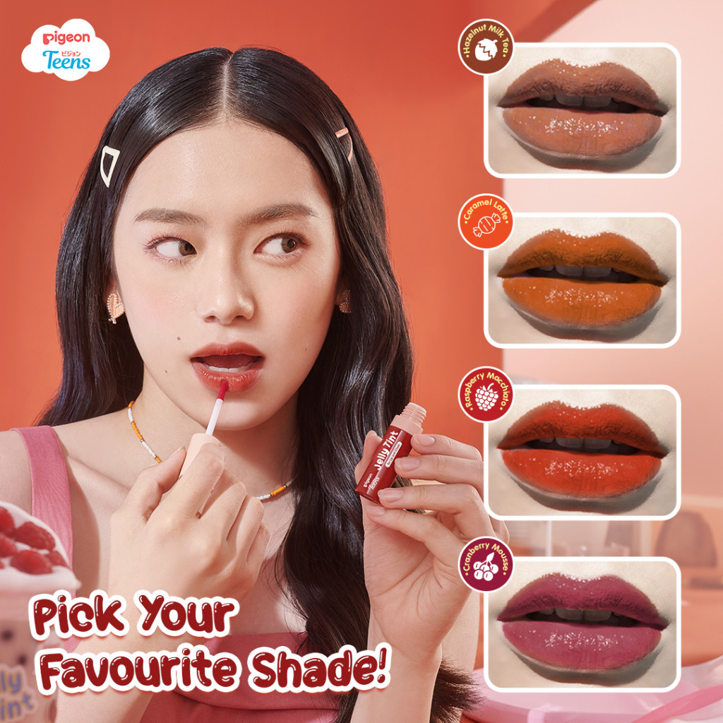 PIGEON TEENS Jelly Tint Milk Tea Series Lip Tint Transferproof Longlasting dengan UV Protection Foto 3