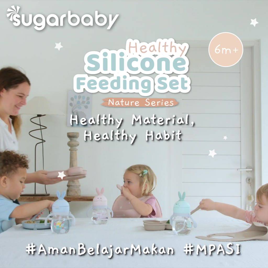 Sendok Garpu Bayi Sugarbaby Healthy Silicone Nature Series Food Grade FDA