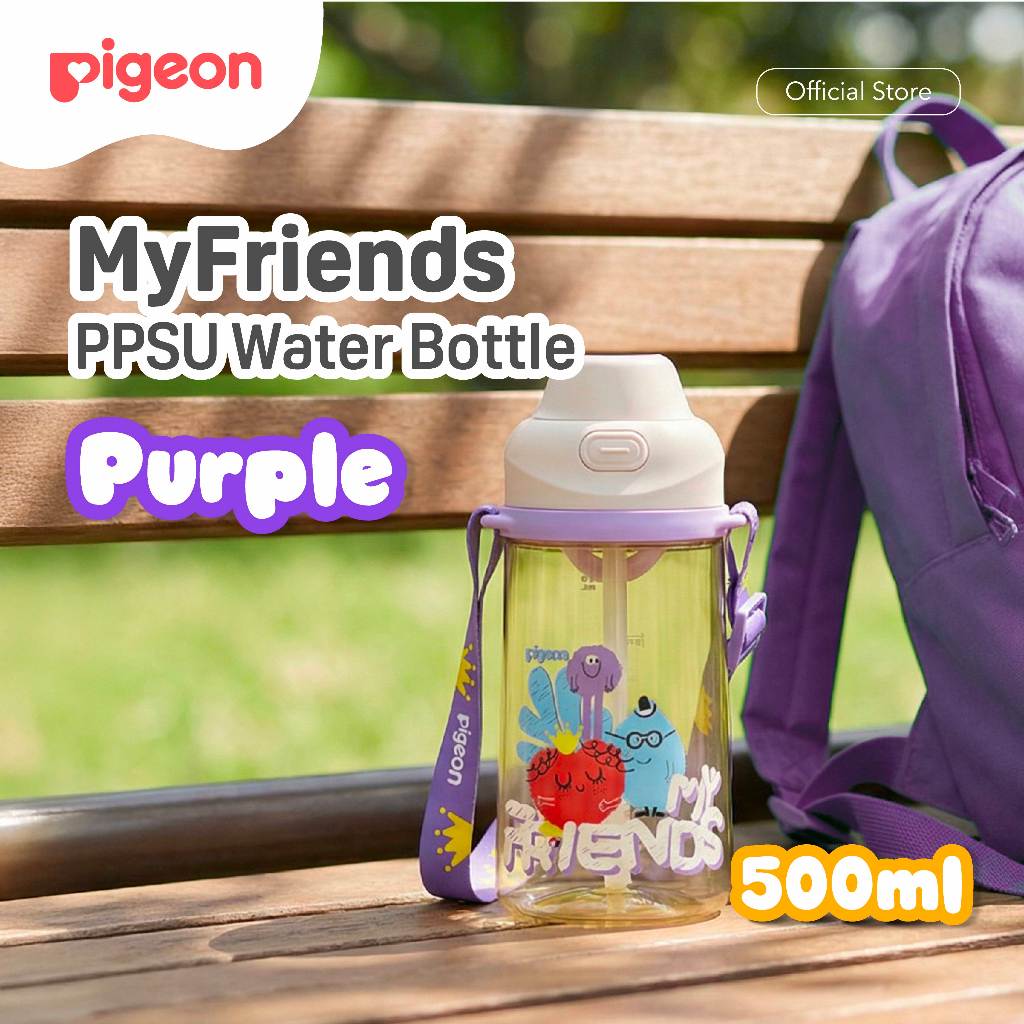 Botol Minum Anak Pigeon My Friends PPSU 500ml dengan Sedotan dan Dual Spout Anti Foto 6