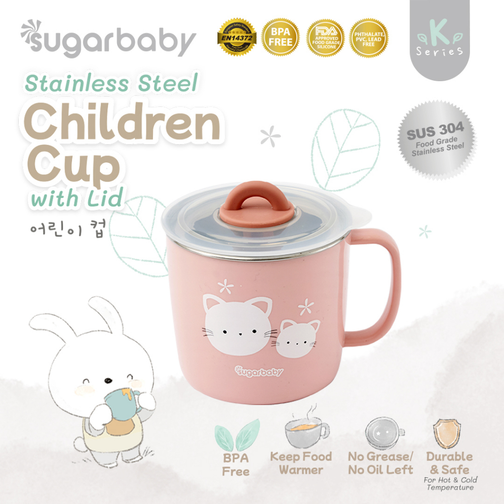 Sugar Baby Gelas Minum Anak Stainless Steel dengan Tutup 210ml SUS 304 Food Grade Foto 8