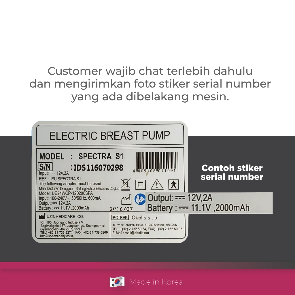 Adaptor Charger 9V Spectra UES 18LCP-090140SPA untuk Pompa ASI Tipe 9+ SN 1703 ke Foto 2