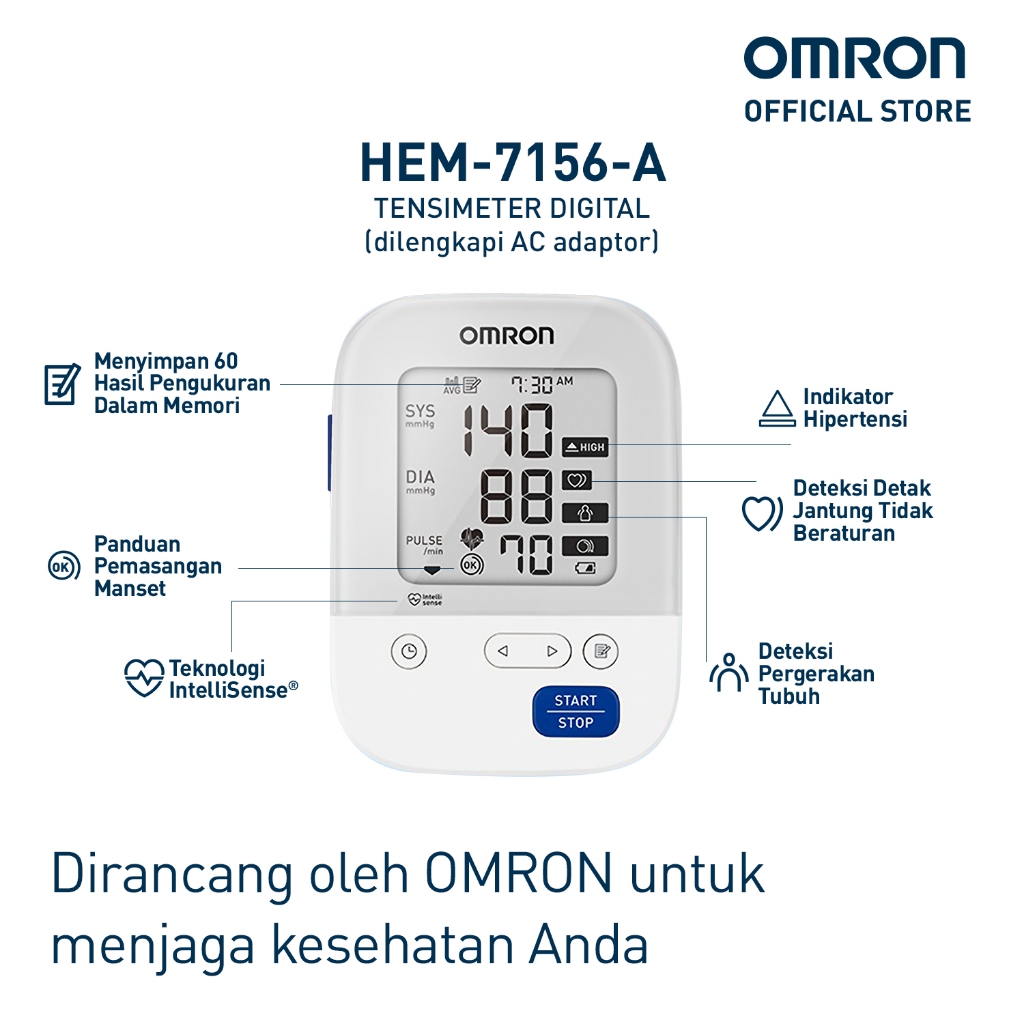 Tensimeter Digital Omron HEM-7156A dengan Manset IntelliWrap 360 dan Deteksi Irama Jantung Foto 3