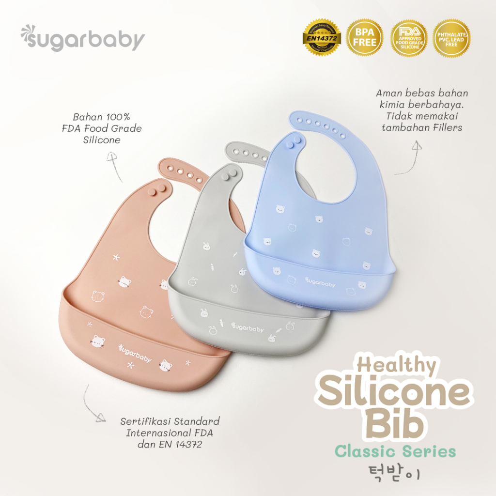 Celemek Bayi Silicon SUGAR BABY K-Series Premium Food Grade FDA BPA Free Size XL Foto 3