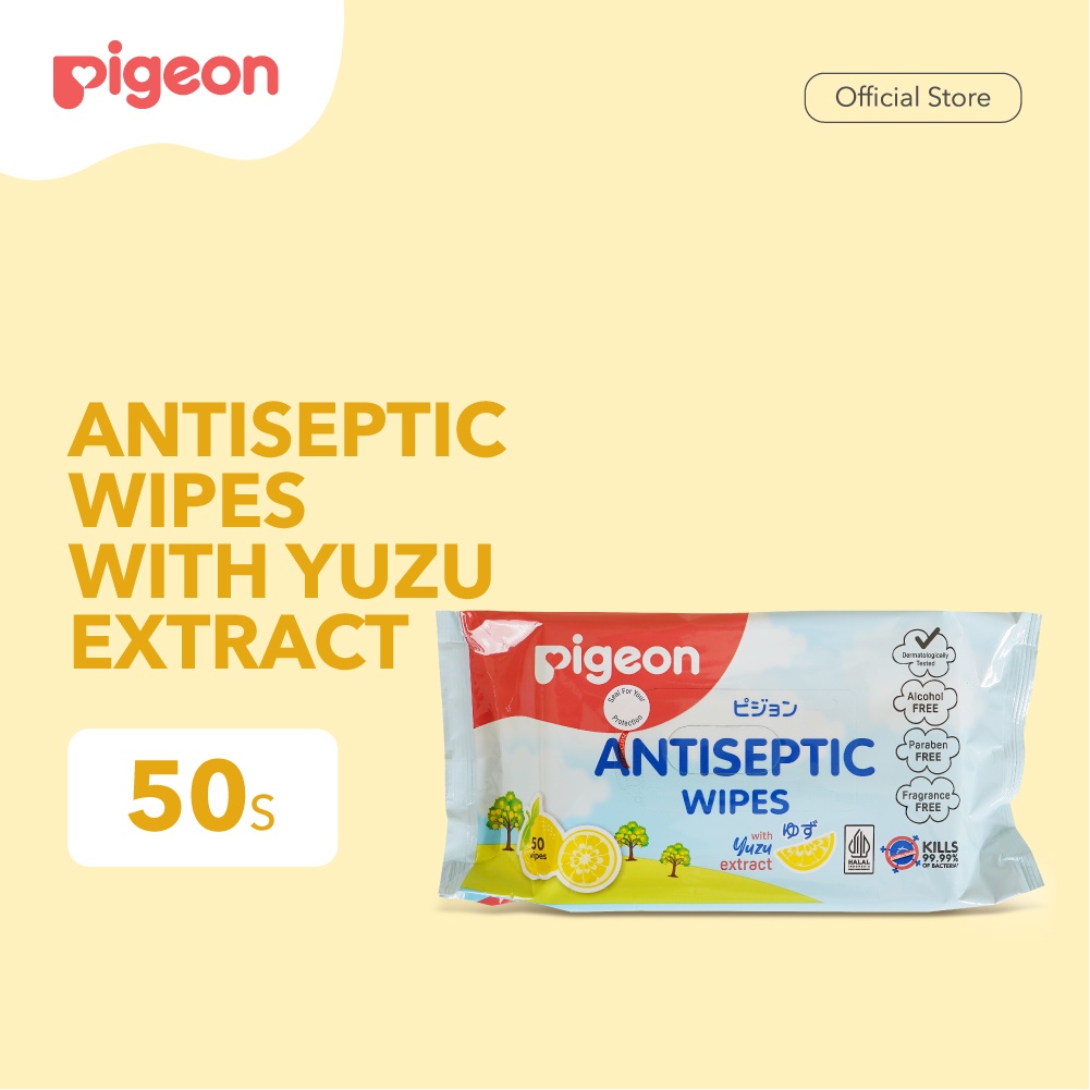 Pigeon Antiseptic Wipes Yuzu 50 Lembar Tisu Basah Antibakteri untuk Bayi