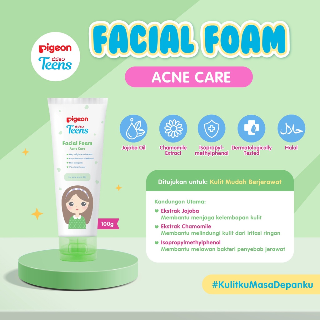 PIGEON Teens Facial Foam Acne Care 100 ml Untuk Kulit Berjerawat