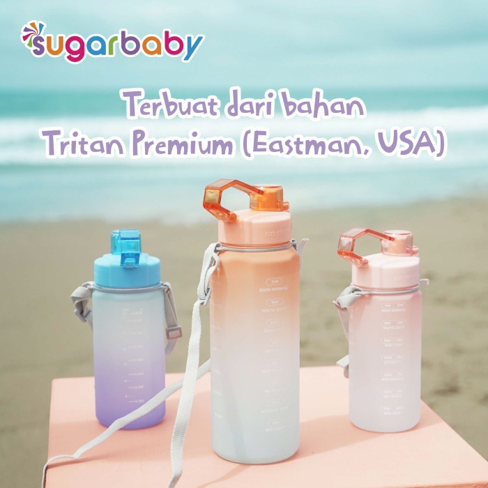 Botol Minum Sugarbaby Tritan Fit Bottle 2in1 Rainbow Anti Bocor dengan Sedotan dan Time Foto 5