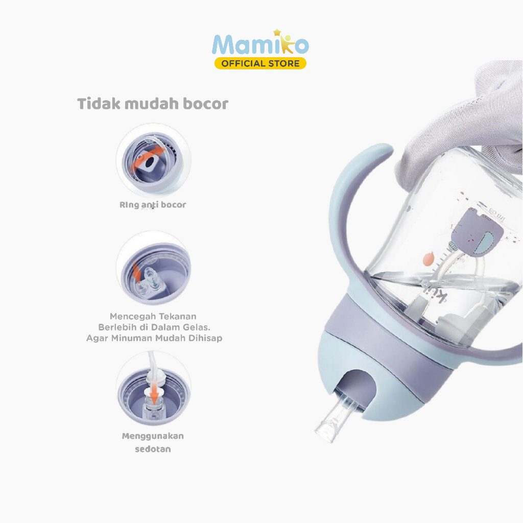 Botol Minum Sedotan Anak KUB Mamiko Training Cup Tritan 240ml Anti Bocor Foto 3