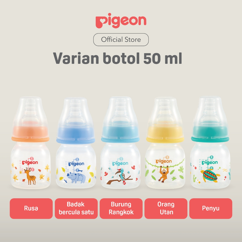 Botol Susu Bayi PIGEON Slim Neck PP RP 50ml Dot S-Type Anti Kolik BPA Foto 2