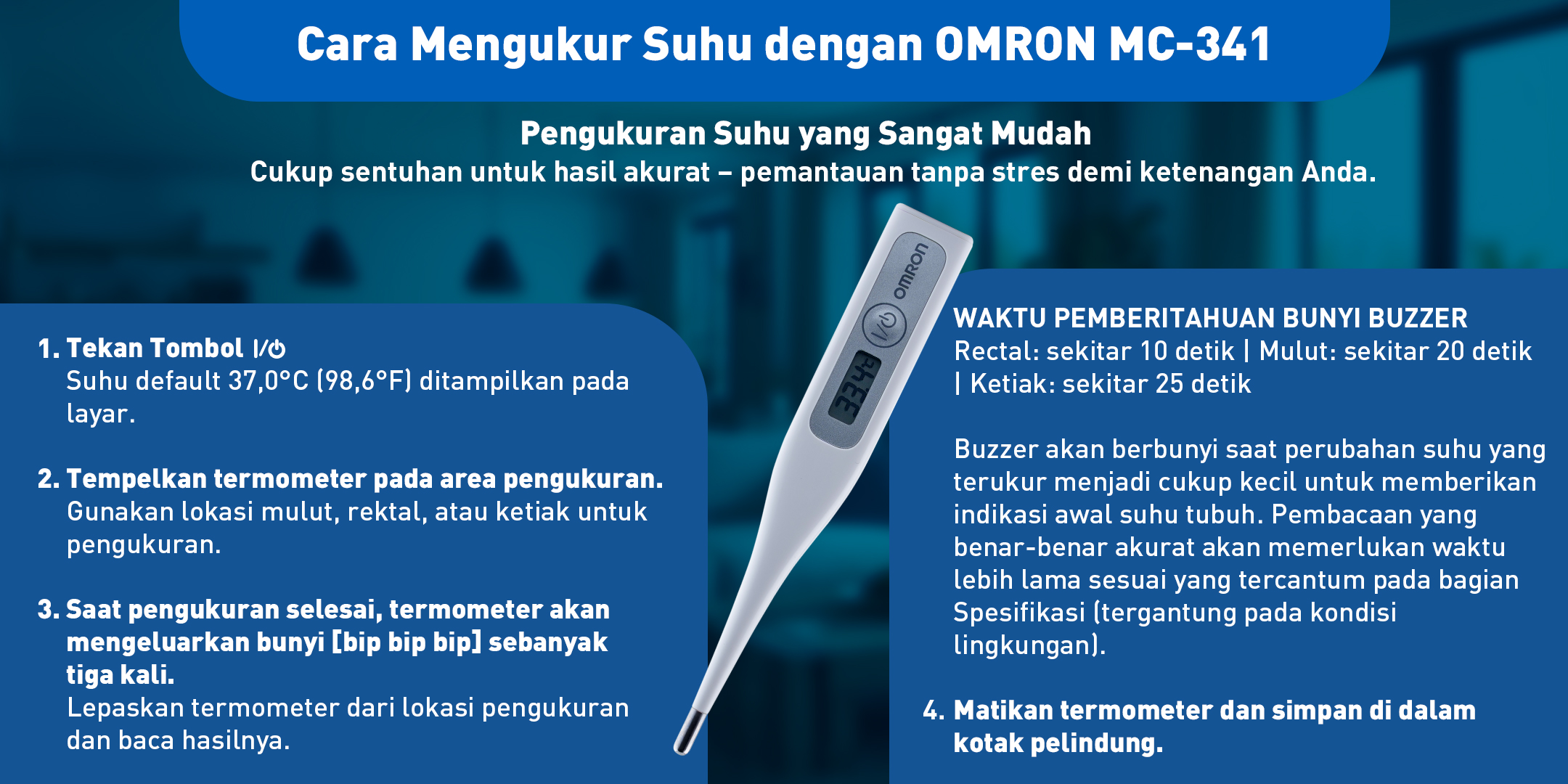 Omron Thermometer Digital MC-341 Tahan Air Pengukur Suhu Oral Rektal Ketiak Foto 8