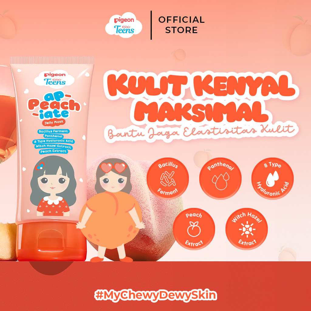 Pigeon Teens A-Peach-iate Jelly Mask 60ml Skincare Remaja Bacillus Ferment Panthenol
