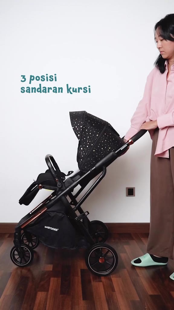 Babydoes Sherpa Stroller Reversible Seat 2 Arah Newborn to 20kg Extendable Canopy