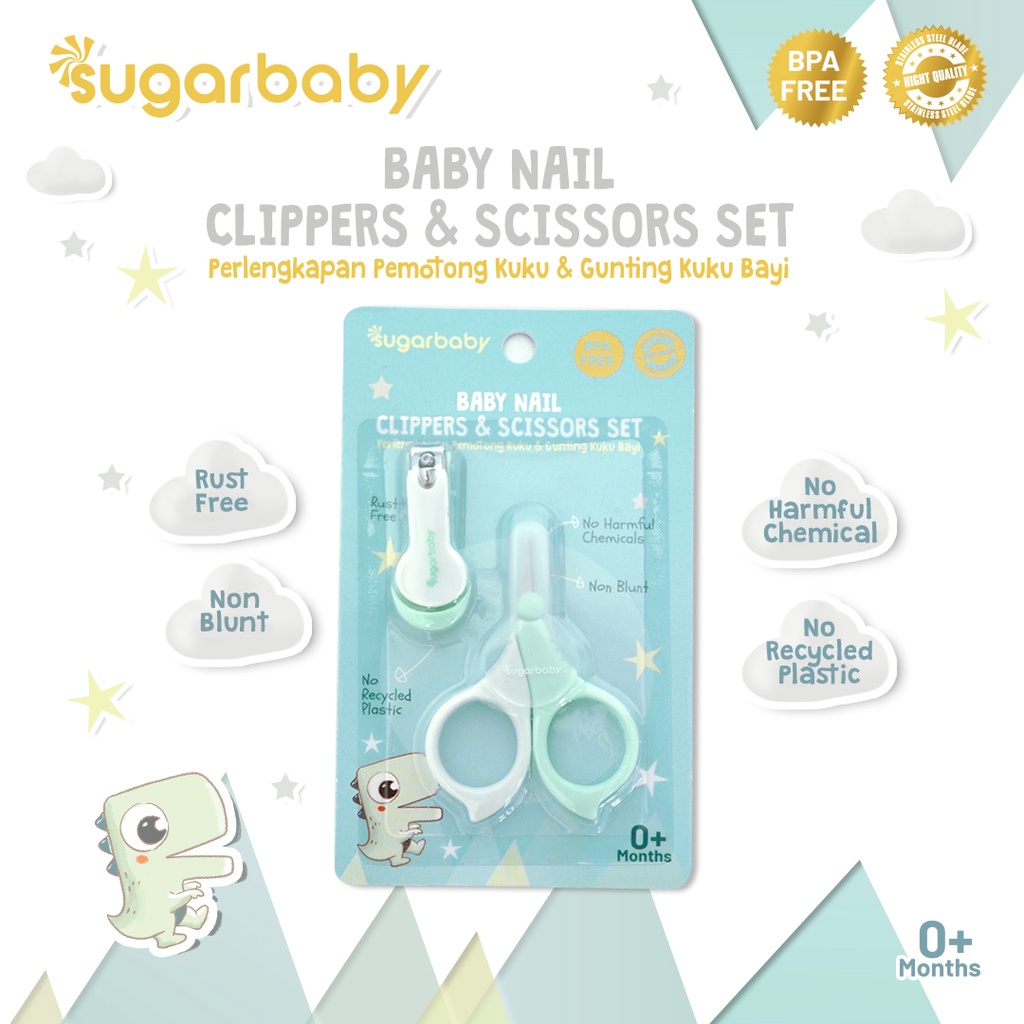 SUGAR BABY 2in1 Baby Nail Clippers & Safety Scissors Set Paket Hemat Warna Biru Foto 4